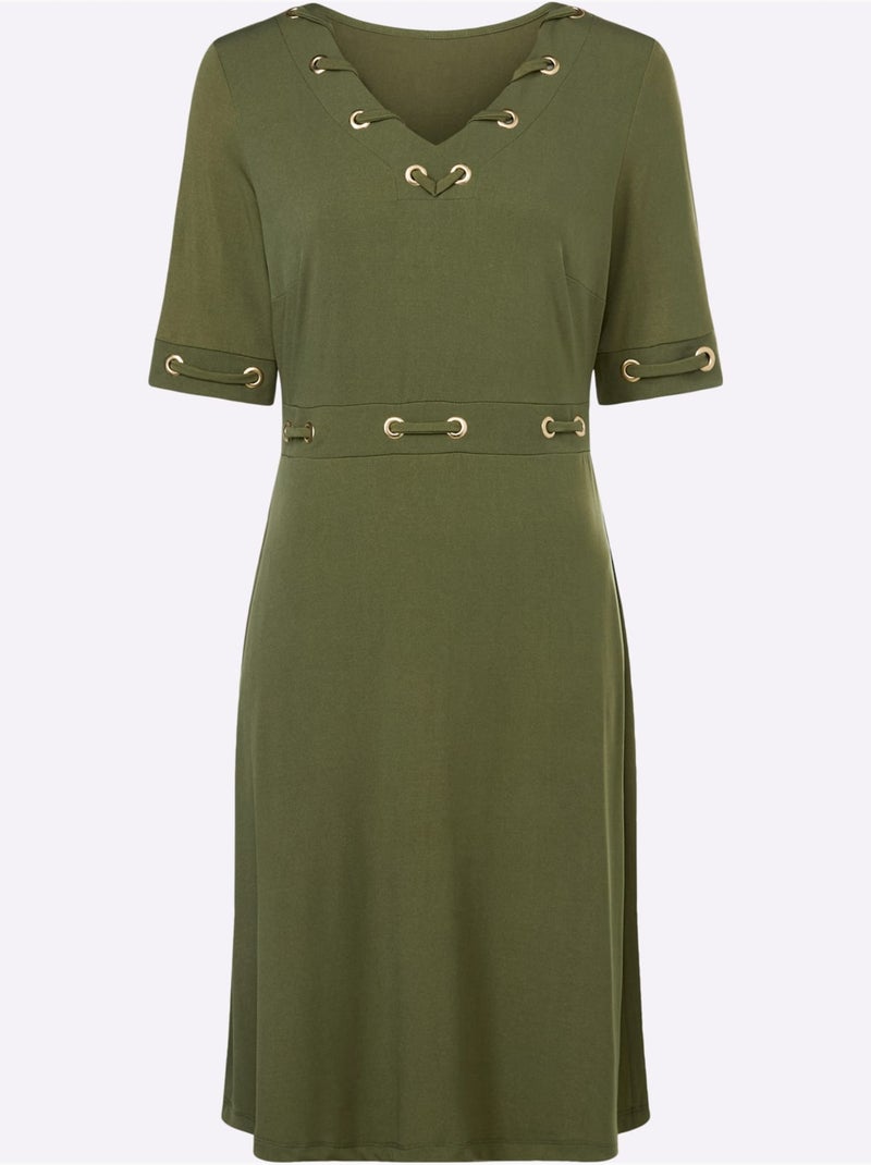 Robe Légère élégants Rivets Fantaisie - Taille Standard - Helline Vert olive - Kiabi