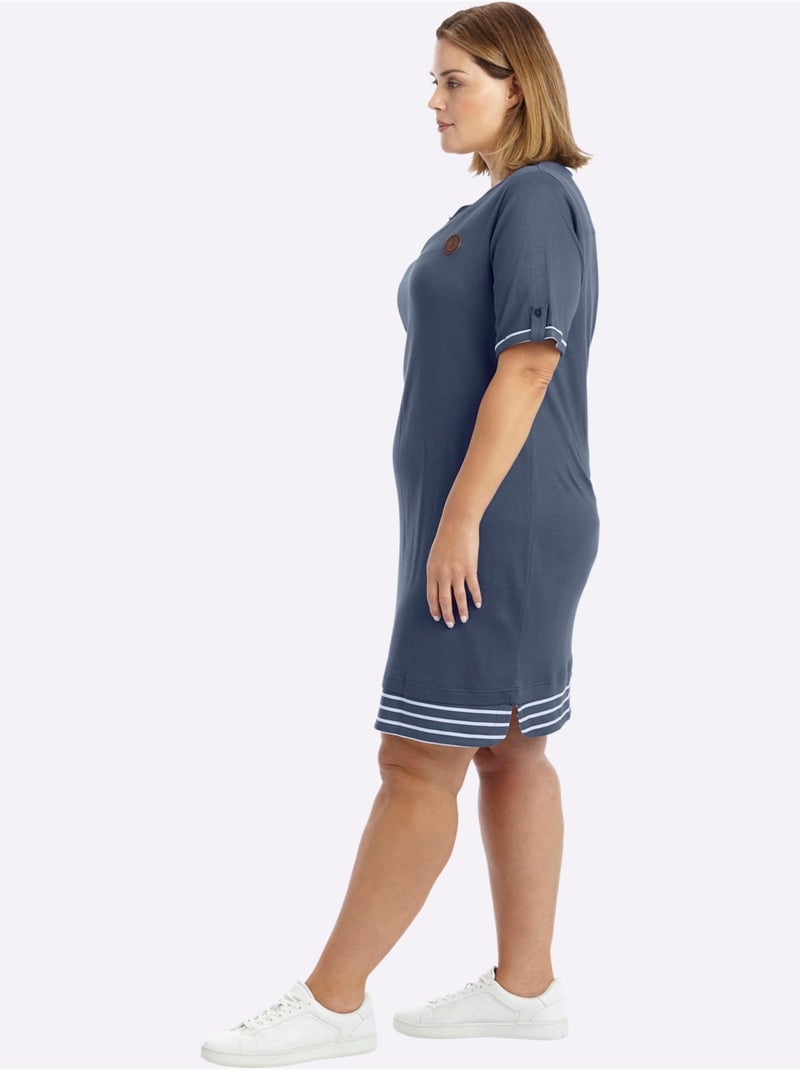 Robe Légère Jersey Interlock - Taille Standard - Sheego Bleu - Kiabi