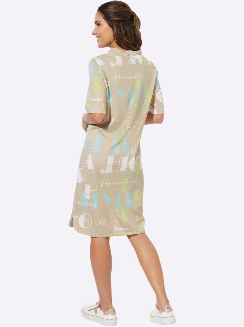 Robe Légère Pur Coton - Taille Standard - Moda Vilona Vert/Sable - Kiabi