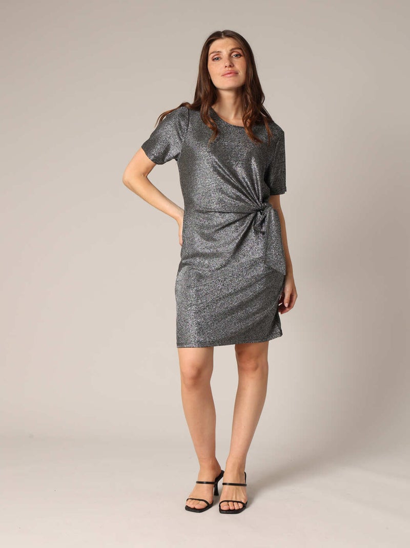 Robe légèrement pailletée avec nœud 'Deeluxe' Argent - Kiabi