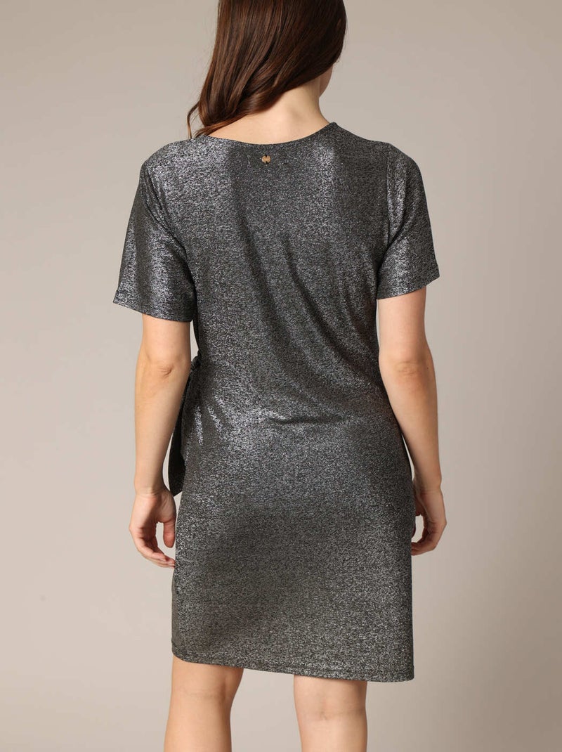 Robe légèrement pailletée avec nœud 'Deeluxe' Argent - Kiabi