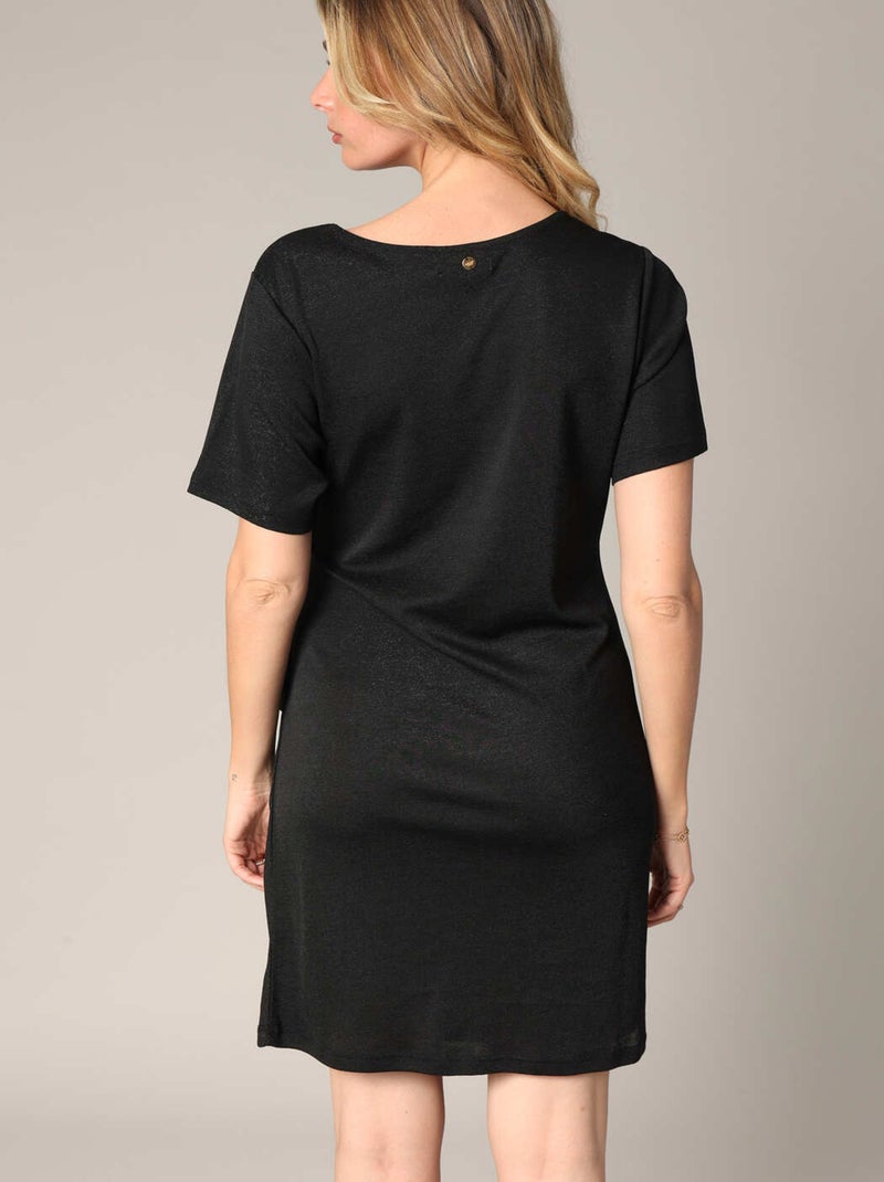 Robe légèrement pailletée avec nœud 'Deeluxe' Noir - Kiabi