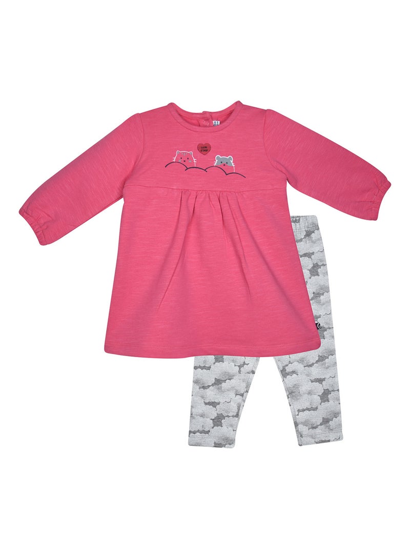 ROBE LEGGING MATHILDA MAILLE BEBE Rose - Kiabi