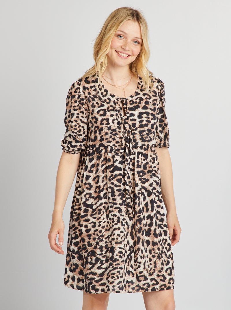 Robe léopard avec nœuds devant léopard - Kiabi