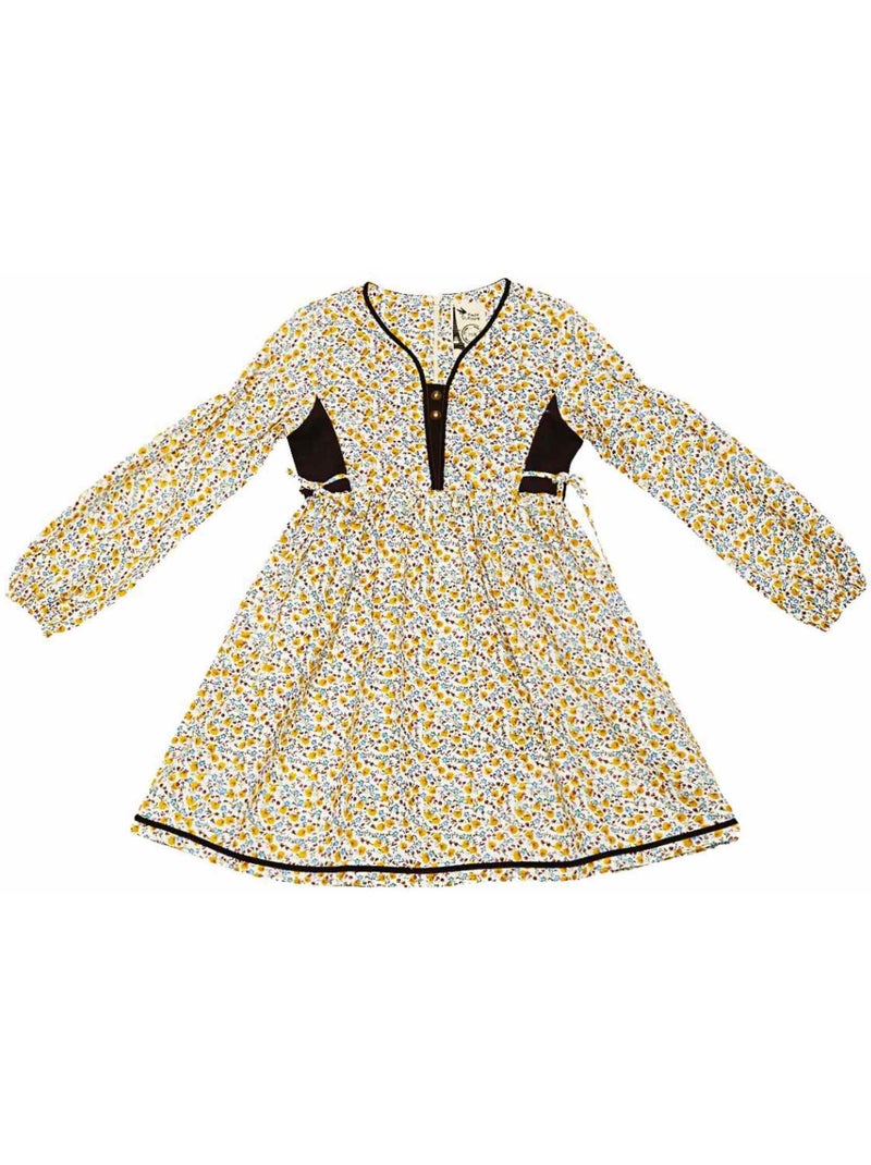 Robe Liberty  à Manches Longues   MARGOT - La Faute à Voltaire Jaune - Kiabi