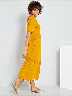 Robe longe avec surpiqûres - Kiabi