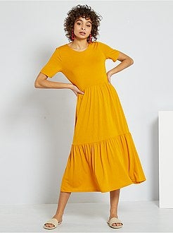 Robe longe avec surpiqûres - Kiabi