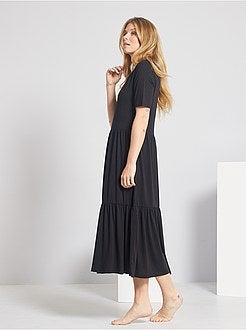 Robe longe avec surpiqûres - Kiabi