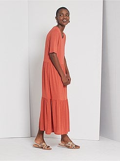 Robe longe avec surpiqûres - Kiabi