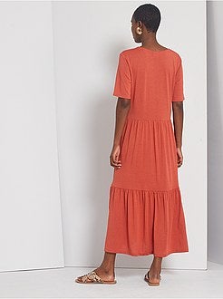 Robe longe avec surpiqûres - Kiabi