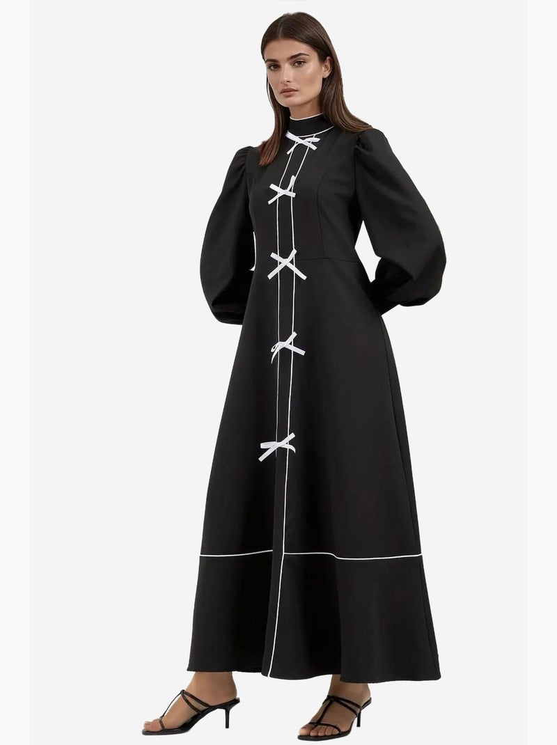 Robe longue à blocs de couleurs et demi-col roulé hiccup Noir - Kiabi