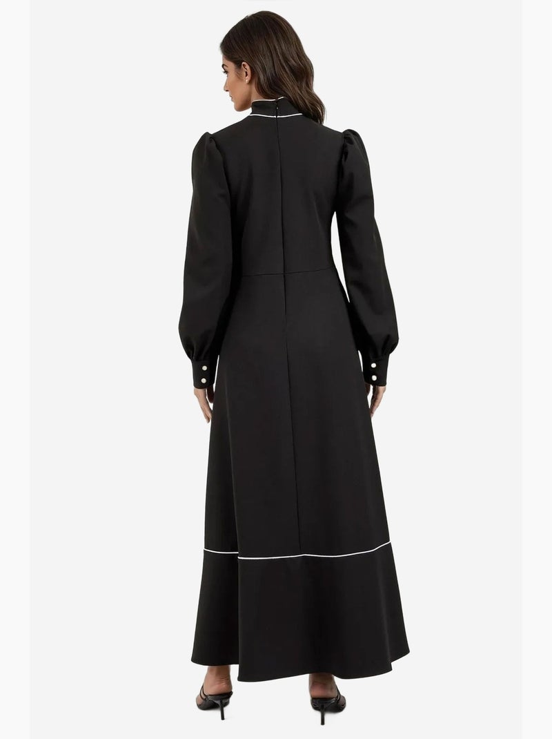 Robe longue à blocs de couleurs et demi-col roulé hiccup Noir - Kiabi