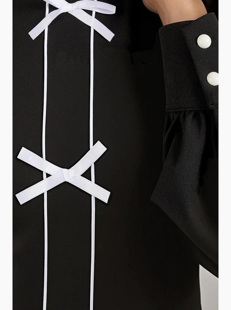 Robe longue à blocs de couleurs et demi-col roulé hiccup Noir - Kiabi
