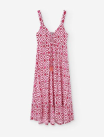 Robe Longue à Bretelles avec Motif