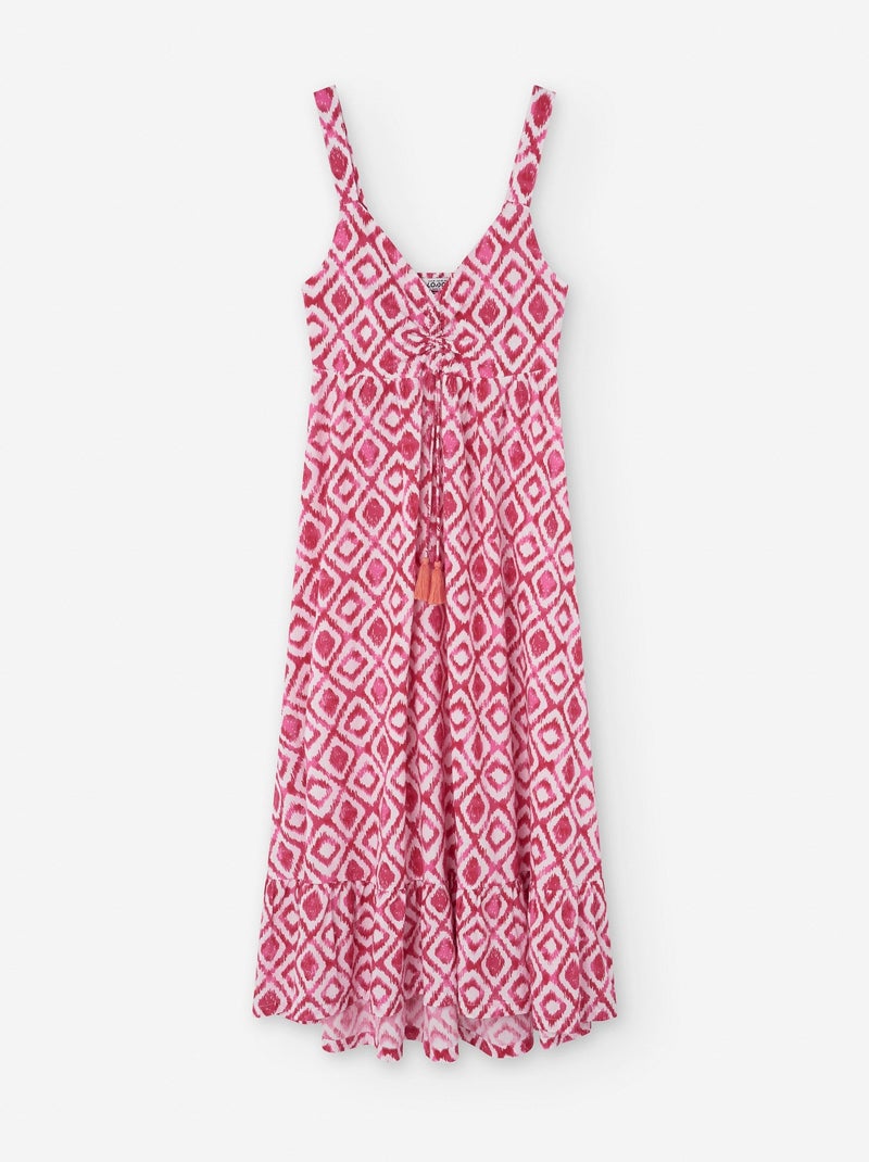 Robe Longue à Bretelles avec Motif Rose - Kiabi