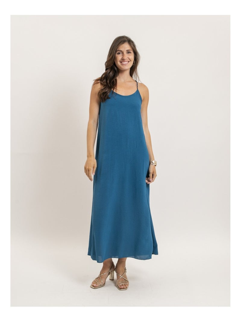 Robe longue à bretelles IGGY Bleu canard - Kiabi