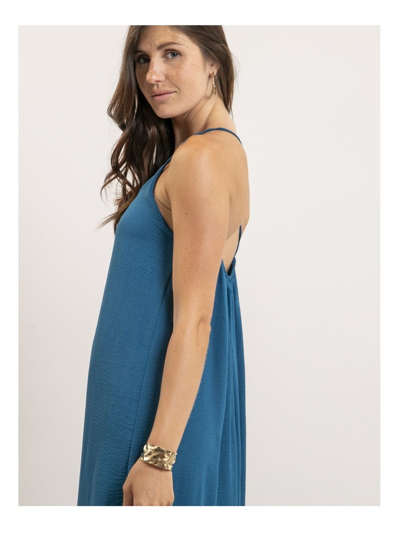 Robe longue à bretelles IGGY Bleu canard - Kiabi
