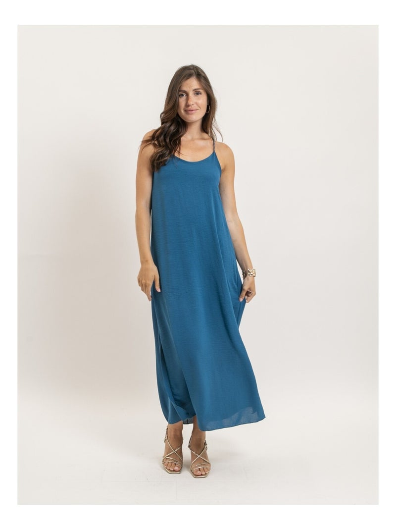 Robe longue à bretelles IGGY Bleu canard - Kiabi