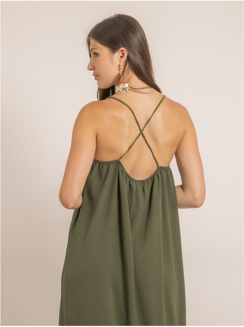 Robe longue à bretelles iggy Kaki - Kiabi