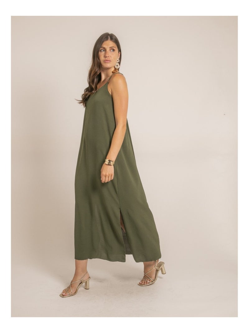 Robe longue à bretelles iggy Kaki - Kiabi