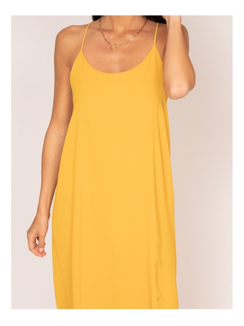 Robe longue à bretelles IGGY Moutarde - Kiabi