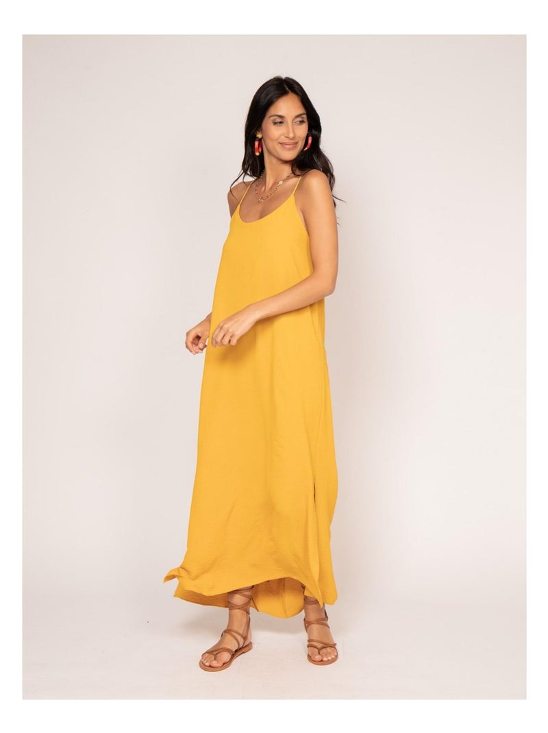 Robe longue à bretelles IGGY Moutarde - Kiabi
