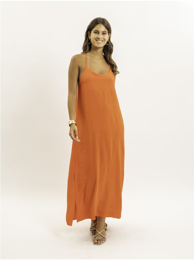 Robe longue à bretelles iggy Orange - Kiabi