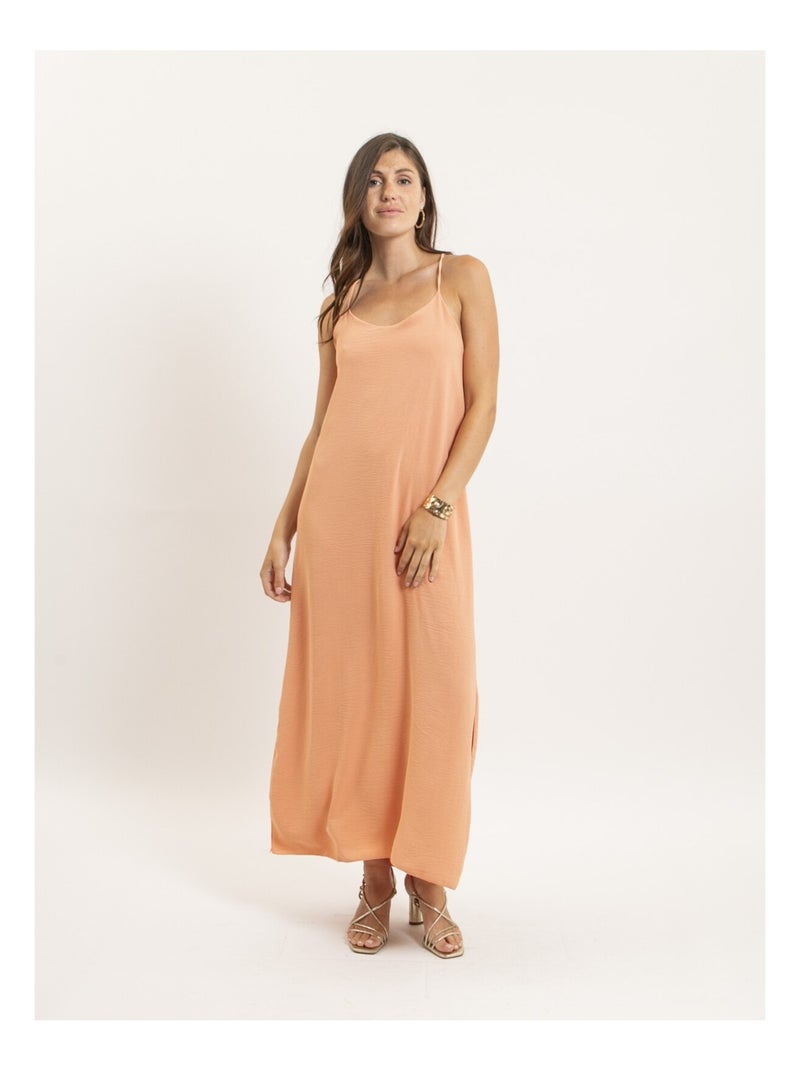 Robe longue à bretelles IGGY Orange corail - Kiabi