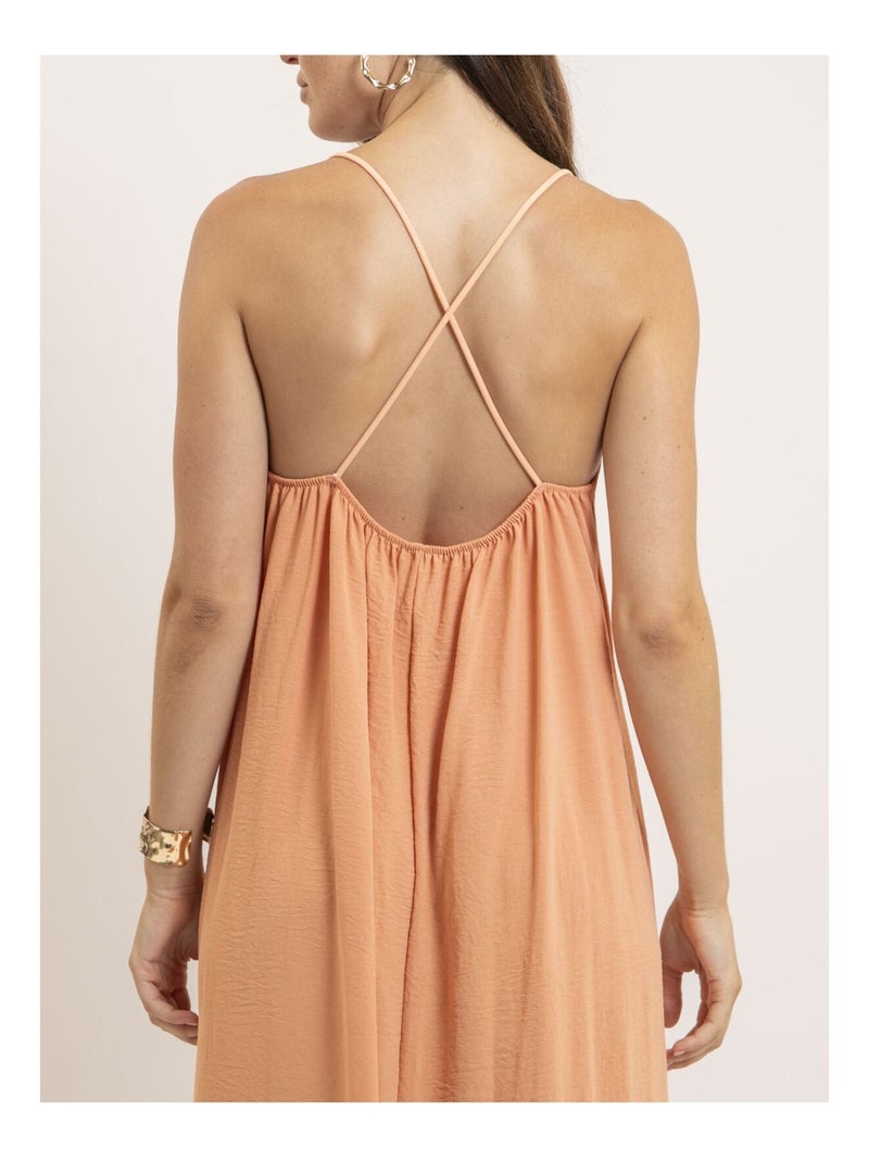 Robe longue à bretelles iggy Orange corail - Kiabi