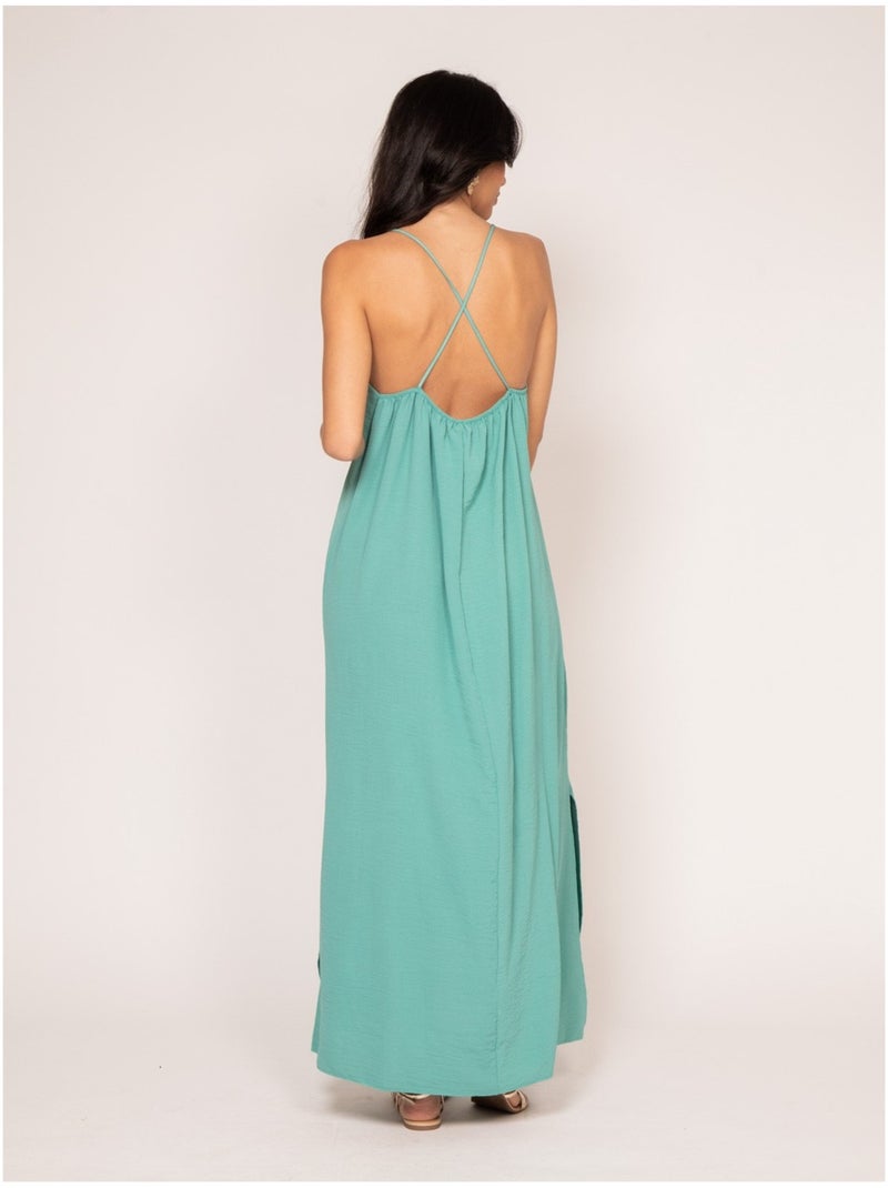 Robe longue à bretelles iggy Vert d'eau - Kiabi