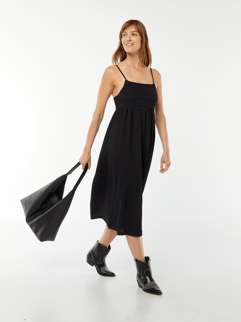 Robe longue à bretelles ouverte dans le dos Noir - Kiabi