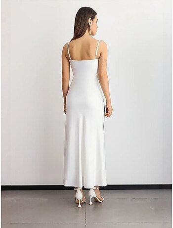 Robe longue à bretelles spaghetti et imprimé graphique