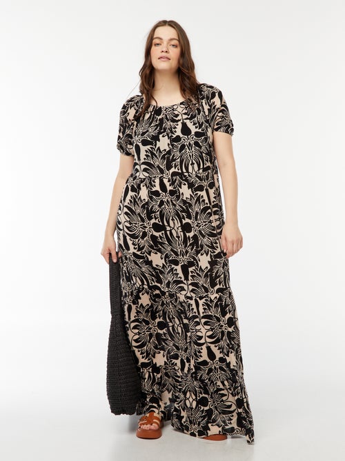 Robe longue à col bardot - Kiabi