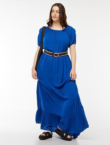 Robe longue à col bardot
