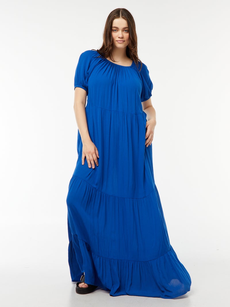 Robe longue à col bardot Bleu - Kiabi