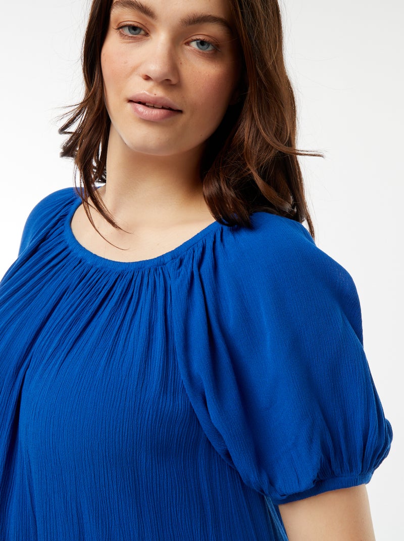 Robe longue à col bardot Bleu - Kiabi