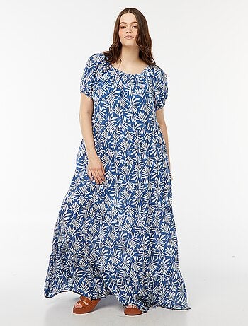 Robe longue à col bardot