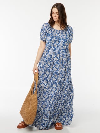 Robe longue à col bardot