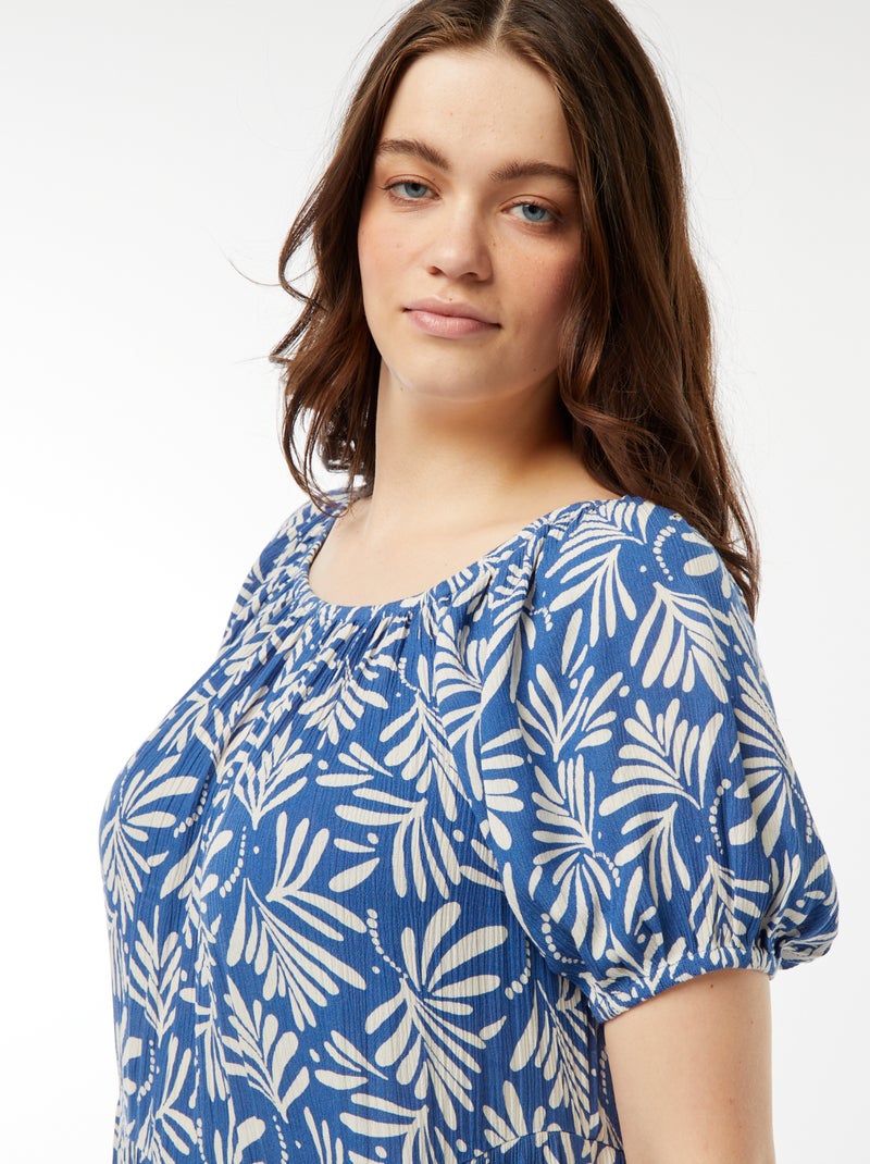 Robe longue à col bardot Bleu - Kiabi