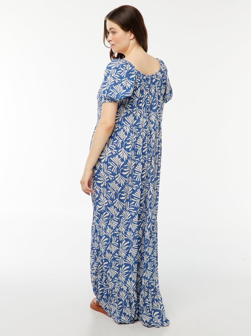Robe longue à col bardot Bleu - Kiabi