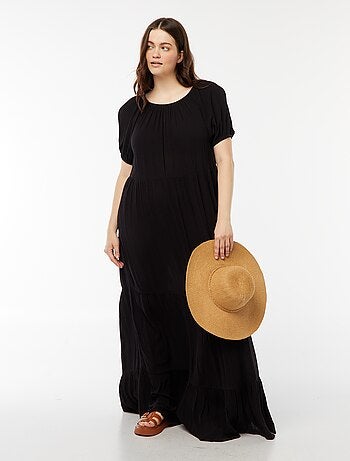 Robe longue à col bardot