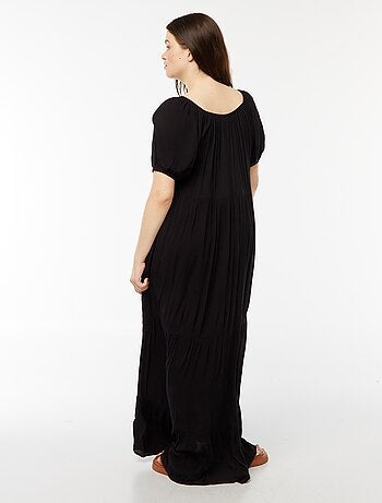 Robe longue à col bardot