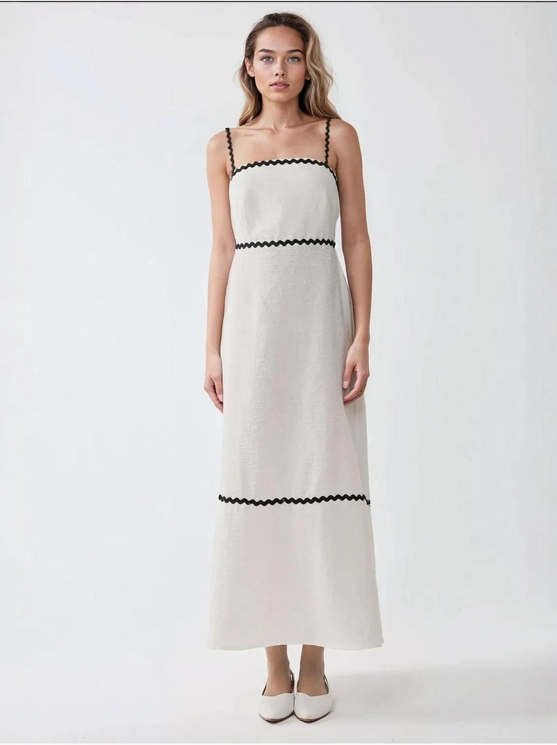 Robe longue à col carré Blanc - Kiabi