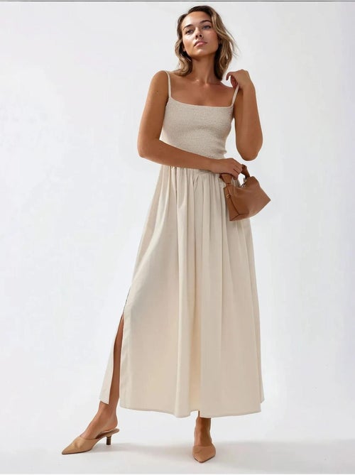Robe longue à col carré et coupe a hiccup - Kiabi