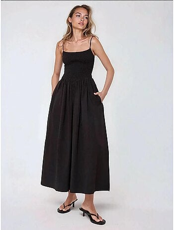 Robe longue à col carré et coupe a hiccup