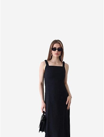 Robe longue à col carré et détail nœud my fashion