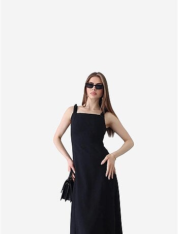 Robe longue à col carré et détail nœud my fashion