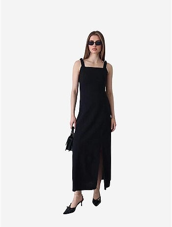 Robe longue à col carré et détail nœud my fashion