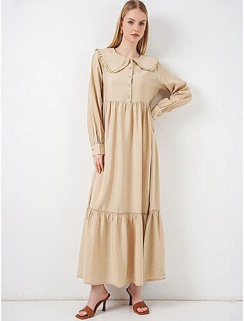 Bdart robe longue à col claudine et fermeture à boutons