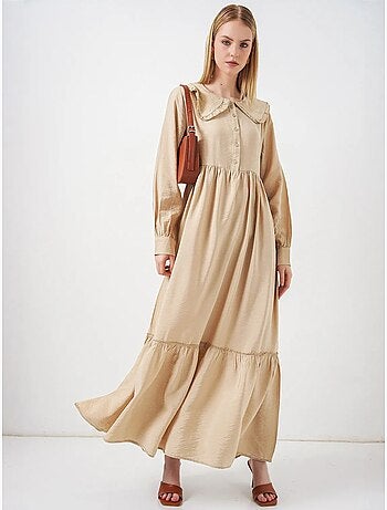 Bdart robe longue à col claudine et fermeture à boutons